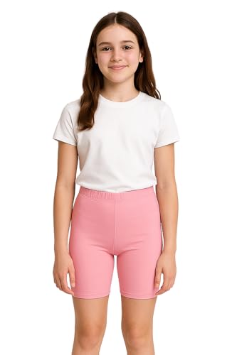 PopCouture Girls Premium Activewear Gymnastics Sports Cycling Shorts Baby Pink 12-13 Years