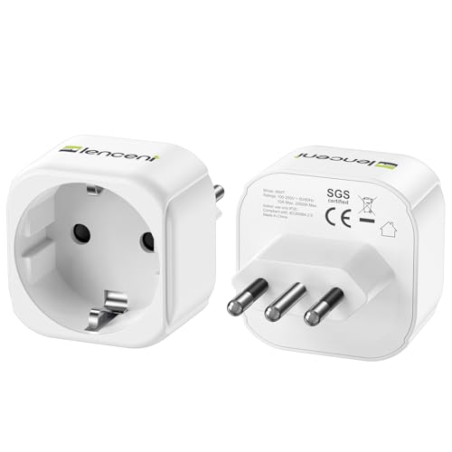 LENCENT 2 sztuki Adapter Podróżna IT/Włochy Wtyczka, Typu-L Wtyczka Adapter