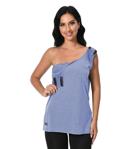 Post Shoulder Surgery Shirts Men Women Post OP Surgical Tank Tops Mastectomy Sleeveless Shirt Chemo Port Camisole Recovery Rotator Cuff Breast Must Have Adaptive Clothes Unisex - Thumbnail 2