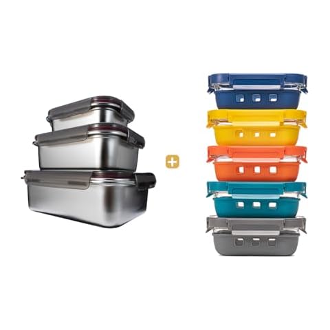 GC GENICOOK Stainless Steel bentobox+ glass meal prep containers Cover