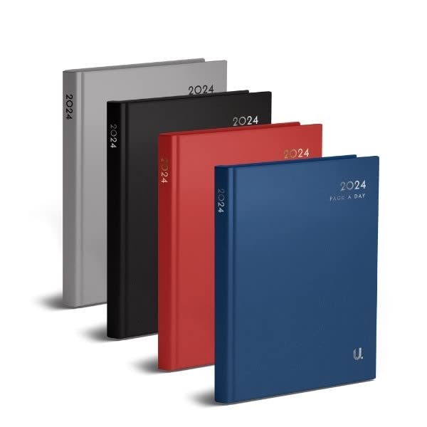 2026 A5 Diary Black, Navy Blue, Bright Burgundy A5 Page a Day Classic Diary (Half Page Weekends) (Navy Blue)