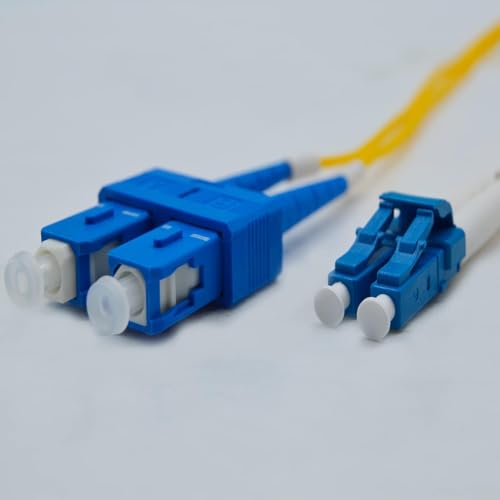 Image of FiberCablesDirect OS2 Single-Mode Fiber Patch Cable | Length Options: 0.5M-300M | LC to SC | 9M (29.53ft) | Duplex 9 /125m | 1G /10G SFP & 10GBASE Compatible | Yellow OFNR PVC