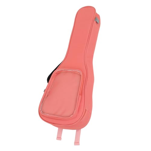 Sac de transport pour ukulélé rose durable et pratique à poche transparente