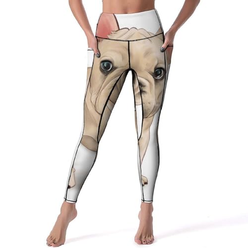 Legging yoga taille haute anti glissement chien mignon femmes s