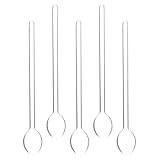 Kichvoe Hitzebeständige Glas Dessertlöffel 5 Stück Langstielig Transparent mit Zucker und Honigfunktion für Küche und Gastro