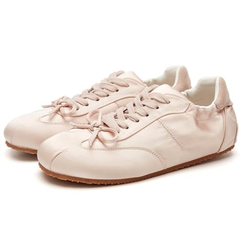 Sneakerina Ballet Sneaker Shoes For Women Girls Flats Cute Casual Lightweight Running Soft with Bow Decorated - Y2K Retro Non Slip Tennis & Racquet Sport Preppy Elegant Athleisure Comfortable Walking