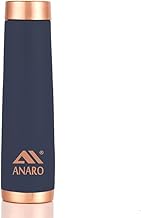 ANARO Navy Blue Printed Power Coating Premium Fancy Tower Shape Copper Bottle 1000 ml Bottle (Pack of 1, Blue, Copper) (Blue)