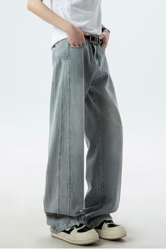 Men's Baggy Jeans High Waisted Wide Leg Denim Pants Irregular Patchwork Skate Jean Pants with Pockets Jeans4