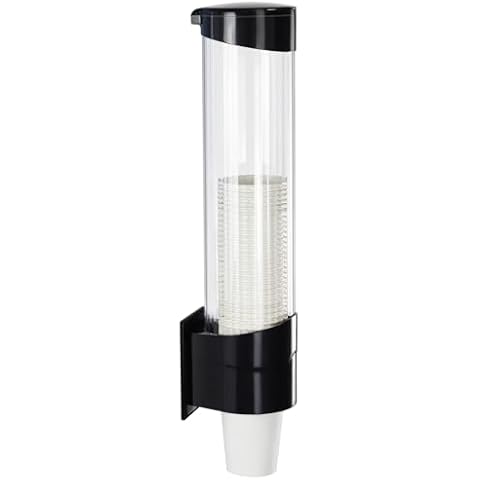 Samhe Cup Dispenser Water Dispenser Cup Holder Pull Type Paper Automatic Remover 7oz - 12oz Cone or Flat Bottom Cups for Home Office Hospital (Black, Large) Cover