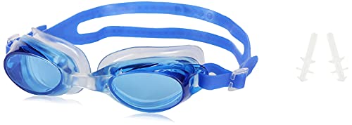 Image of I-SWIM LADIES COSTUME IS-103 NAVY /RED LINES SIZE 2XL WITH GOGGLES SILICON JOINTLESS WITH BOX BLUE