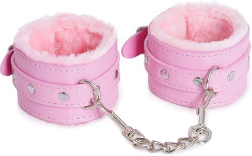 1 Pair Pink Bracelets Cuffs Sex Soft Fuzzy Handcuffs for Grownups Bedroom Set Sex Restraining Womens Sweater (black)