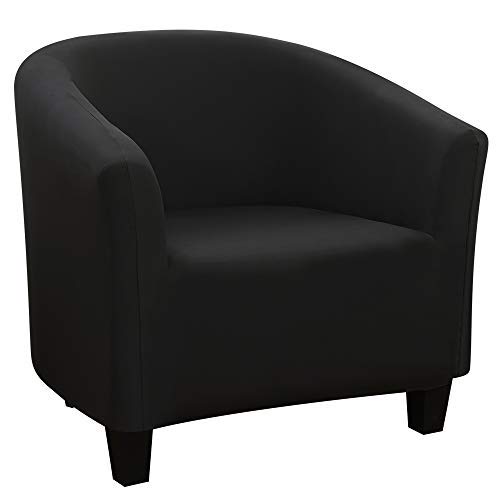 IVYSHION Housse de Fauteuil Chesterfield, Housse de Canapé Tub Chair Soie en Lait Extensible Housse de Fauteuil Cabriolet Elastique Modèle Tullsta pour Décor Salon Bureau Noir