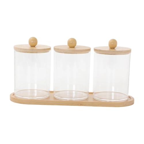 Amagogo Contenitore per bastoncini cotonati, dispenser, contenitore per cosmetici, piccolo per filo interdentale, 3 Tazze