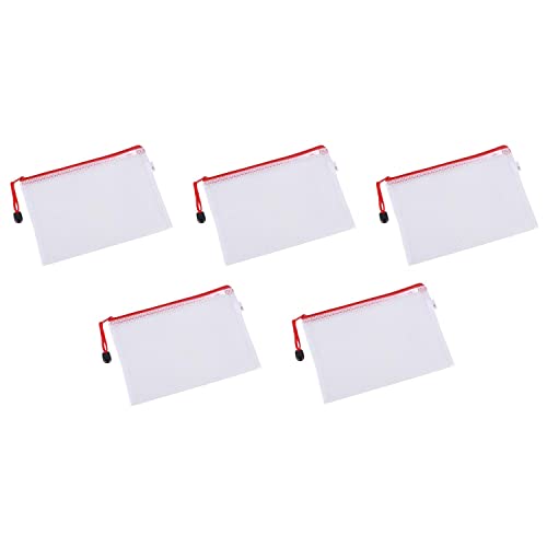 DELI Dokumententaschen mit Reißverschluss, PVC, A5, 0,23 mm, zufällige Farbauswahl, 5 Stück Cover