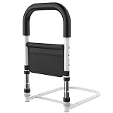 ZUEXT Adjustable Safety Senior Bed Rails White, Medical Bed Assist Grab Bar w/Storage Pocket, Bedsid