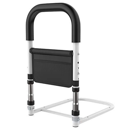Zuext Adjustable Safety Senior Bed Rails White, Medical Bed Assist Grab Bar W/Storage Pocket, Bedside Fall Prevention Mobility Aid, Hand Guard Bar Handles, Safety Grab Bar For Elderly Adults Handicap #TOP24