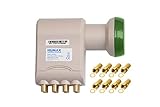 HUMAX Green Power Octo-LNB, 8 Teilnehmer, Satelliten universal LNB, Stromsparend, 8-Fach, LTE-Filter, Wetterschutzgehäuse, vergoldete F-Stecker, für digitales Fernsehen in HD, Full HD und 4K UHD