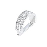 Men's Classic Sparkly Crystal Tie Ring Tie Clips Necktie Ring Tie Tacks Accessories for Wedding Business with Gift Box (Silver)