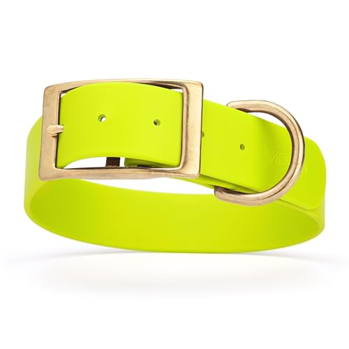 Image of Viper Biothane Heavy Duty Waterproof Dog Collar Strong Coated Nylon Webbing w /Solid Brass Hardware Odor-Proof Easy to Clean High Performance Fits Small Medium or Large Dogs, Safety Yellow