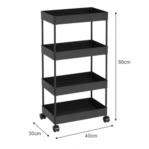 Image of wall love Plastic Storage Rack Trolley with Wheels for Kitchen, Bathroom & Bedroom - Multipurpose Organizer Shelf Rack for Fruits, Toiletries, Snacks and Household Storage (4 Layer)