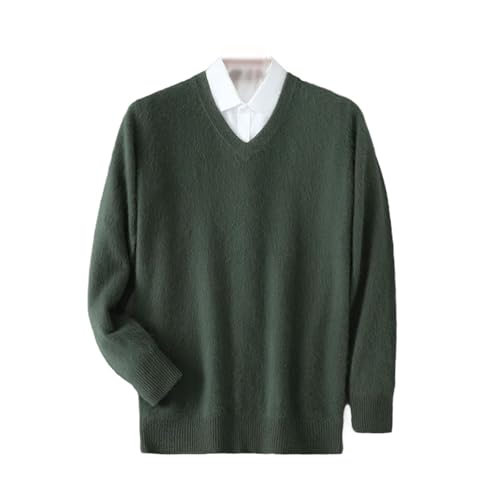 Men's 100 Percent Mink Cashmere Sweater V-Neck Pullover Sweater Knitted Sweater Winter Long Sleeved Loose Tops