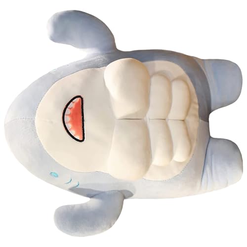 Peluche requin musculaire 40 cm en coton PP doux pour decoration bureau