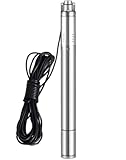 2' Deep Well Submersible Pump, 1/2 HP 220V Deep Well Pump Submersible Water Pump for Industrial Irrigation and Home, 164FT Lift, 4.4GPM, Screw Water Pump with 33FT Power Cord,Long Life