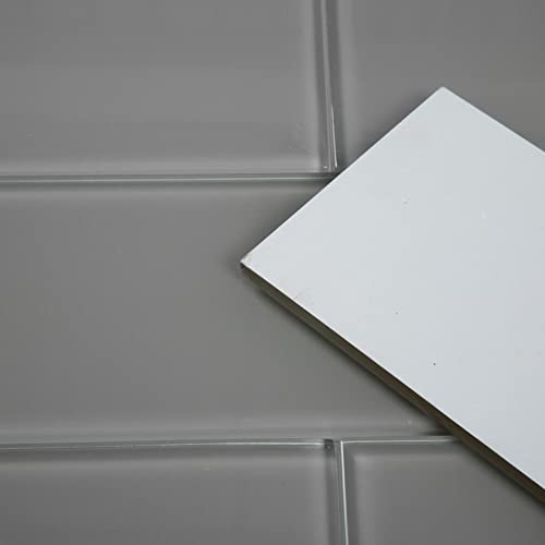 Adedeo Glass Subway Tile 4 X 12 Inch Gray Glossy For Kitchen Backsplash Bathroom Wall Pack Of 12 Sheets #TOP3