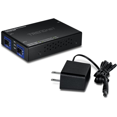 Image of TRENDnet 1000BASE-T to Dual SFP Fiber Media Converter with Redundant Mode, TFC-G21SFP, 1 x Gigabit RJ45 Port, 2 x Gigabit SFP Ports, NDAA & TAA Compliant
