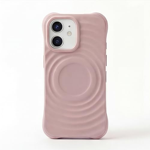 Image of amazon basics Shockproof Case for iPhone 12 | Ripple Pattern | Camera Protection | Protective Cover with Enhanced Grip & Wireless Charging Support - Baby Pink