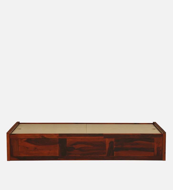 Image of Solid Sheesham Wood Urban Single Bed with Box Storage | Wooden Single Bed Cot Palang Furniture for Bedroom Living Room Home and Hotel (Honey Oak Finish)