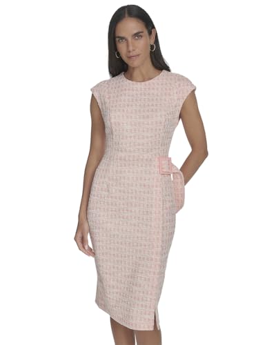 Calvin Klein Women's Tweed Cap Sleeve Belt Basic Dress