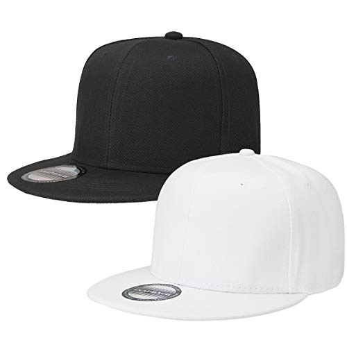 Image of Classic Snapback Hat Cap Hip Hop Style Flat Bill Blank Solid Color Adjustable Size