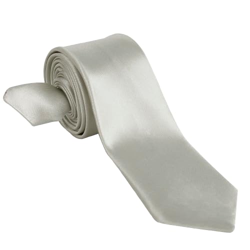 Image of Men's Satin Slim Necktie for Formal Wear | Premium Solid Tie for Office, Wedding, Business Meetings, Party & Interview | Stylish Silk Feel Neck Tie for Men with Pocket Square