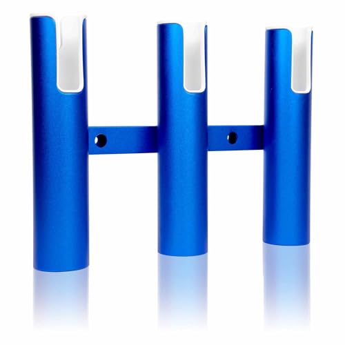 Xinkunmarine Aluminium Fishing Rod Holders for Boat, Wall-Mounted Fishing Pole Roof Rod Rack,Surf Fishing Rod Holder for Truck, Boats & Yacht (3 Tubes Blue)
