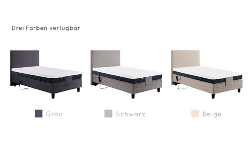 De RUCCI Motorbett, Boxspringbett mit elektrischer Verstellung, 7-Zonen Matratze, Modell 209E Riva Bestes Preis-Leistungs-Verhältnis, Zwei Jahre Garantie auf den Bettmotor (Grau, 140 x 200 cm)