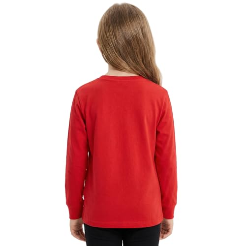 Image of Girls Cotton Long Sleeve Shirts Kids T Shirts Lightweight Breathable Casual Classic Tee Top for Children Age 3-14 Years