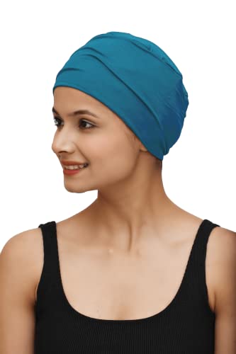 Image of The Headscarves Women Silky Soft Bamboo Viscose Sleep Cap for Hair Loss Chemo Headwear Skull Cap Free Size (Multicolor) (HS3 Multicolor)