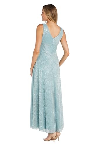 Image of R&M Richards Women's Long Crinkle Pleated Sleeveless Wrap Dress W /Triple Rhinestone Waistband & Side Slit