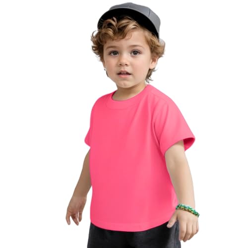 COUVER Toddler Boys Girls Cotton Jersey Short Sleeve T-Shirts, Solid Crewneck Tees2