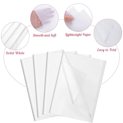 Image of woric 160 Sheets White Tissue Paper Bulk 14 X 20 Inches Wrapping Tissue Paper for Gift Bags Bouquet Packaging DIY Crafts Weddings Baby Shower Birthday Small Business