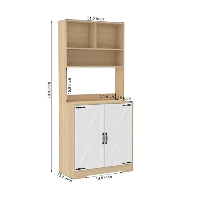 Pantry Cabinet with 2 Doors, 3-Tier Shelves, Freestanding Larder Cupboard, Pantry Storage Cabinet for Kitchen, Dining Room,for use in Restaurants