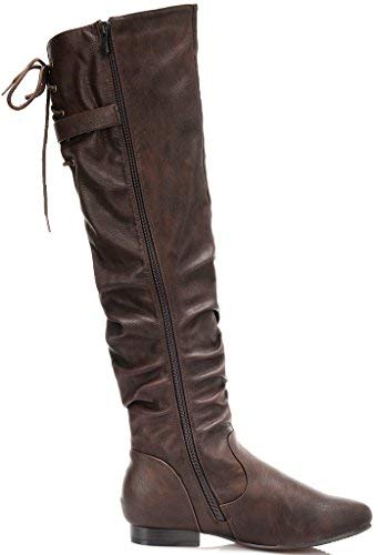 Image of DREAM PAIRS Women's Over The Knee Flats Slouch Thigh Boots