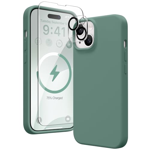 Coque magnétique silicone iPhone 15 Plus GONEZ antichoc 6,7 pouces compatible MagSafe