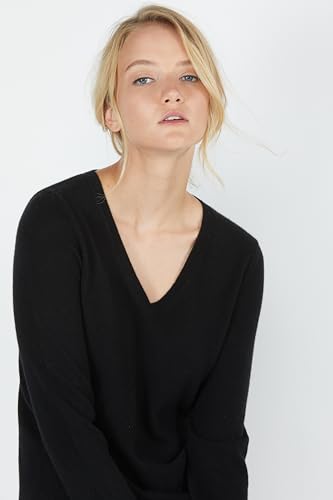Image of JENNIE LIU Women's 100% Pure Cashmere Long Sleeve Pullover V Neck Sweater