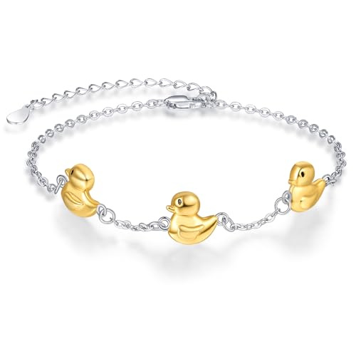 Palpitate Duck Bracelets for Women 925 Sterling Silver Cute Duck Jewelry Birthday for Daughter Wife Friend