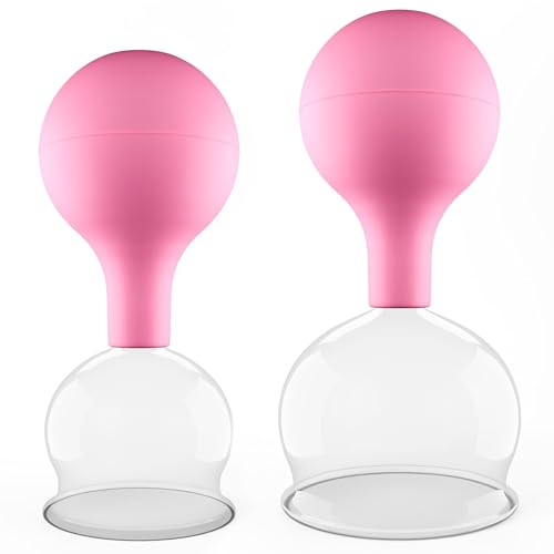 Pulox - Juego de vasos para ventosaterapia (2 unidades, tamaño grande), color rosa