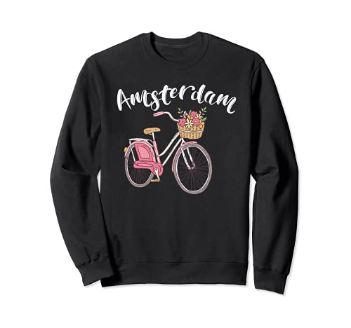 Amsterdam Bicycle City Retro Cycling Sweatshirt, Black