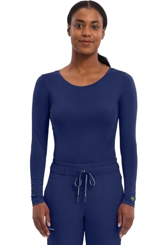 Healing Hands Women's Underscrub Soft Knit Melissa Longsleeve Scrub Tee with Breathable & Easy Care Fabric 5047, M, Navy