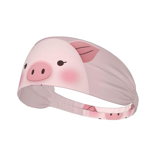 Workout Headbands Fashion Piggy Cute-Pig Cartoon Sports Sweatbands Yoga Hairbands Fitness Wicking Headscarf for Men Women